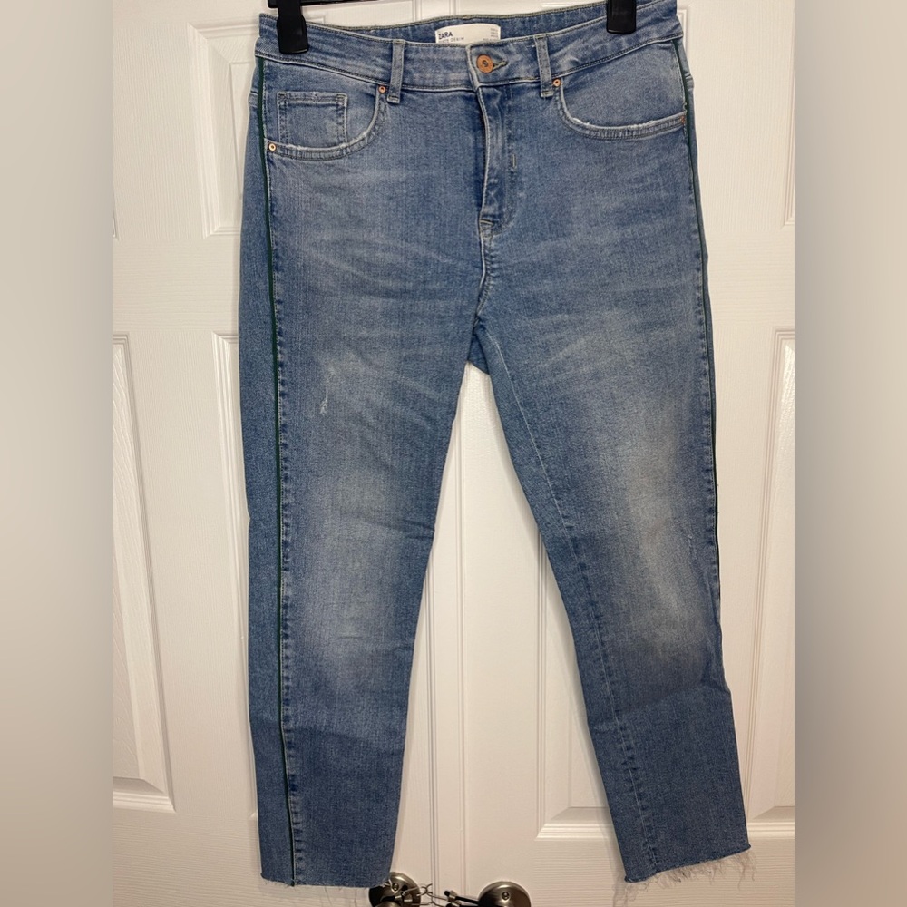 Zara mid rise jeans (ripped hem) in size US 12